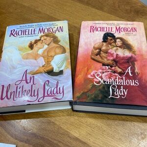 Set of 2, Rachelle Morgan, used, hardcover, romance books.